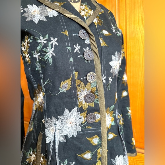 Neesh by DAR Anthropologie tapestry frock coat medium cotton linen embroidered - Picture 6 of 9